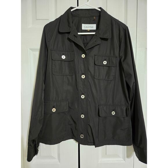 Calvin klein small women's black button up summer jacket - Picture 1 of 9